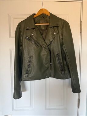 Blank NYC Olive Green Faux Leather Moto Jacket